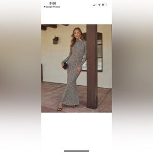 Vici Silver Long Sleeve Bodycon Dress